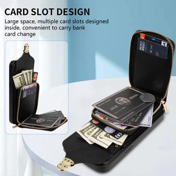 iPhone 15 Alt-i-et cover med pung og rem - Sort