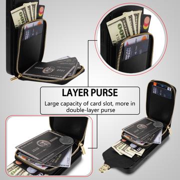 iPhone 15 Alt-i-et cover med pung og rem - Sort