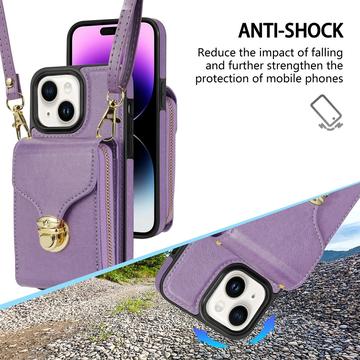 iPhone 15 Alt-i-et cover med pung og rem - Lilla