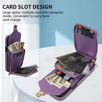 iPhone 15 Alt-i-et cover med pung og rem - Lilla