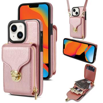 iPhone 15 Alt-i-et cover med pung og rem - Rødguld