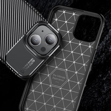 iPhone 15 Beetle Karbonfiber TPU Cover - Sort