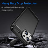 iPhone 15 Børstet TPU Cover - Karbonfiber - Sort