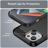 iPhone 15 Børstet TPU Cover - Karbonfiber - Sort