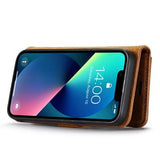 iPhone 15 DG.Ming Læderpung med Aftageligt Cover - Brun