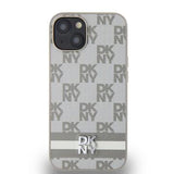 iPhone 15 DKNY Checkered Pattern and Stripe Cover - Beige