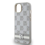 iPhone 15 DKNY Checkered Pattern and Stripe Cover - Beige