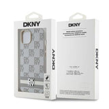 iPhone 15 DKNY Checkered Pattern and Stripe Cover - Beige