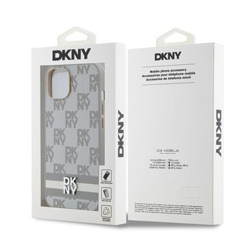 iPhone 15 DKNY Checkered Pattern and Stripe Cover - Beige