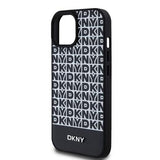 iPhone 15 DKNY Repeat Pattern Bottom Stripe Cover - MagSafe-kompatibel - Sort
