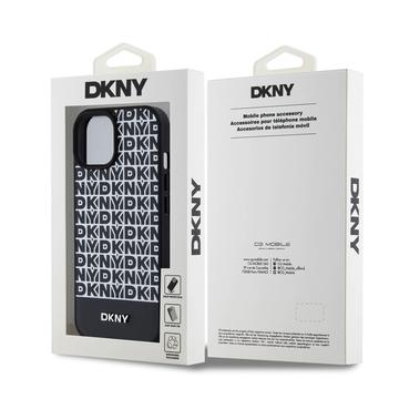 iPhone 15 DKNY Repeat Pattern Bottom Stripe Cover - MagSafe-kompatibel - Sort