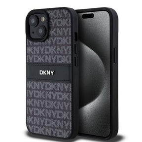iPhone 15 DKNY Repeat Pattern Tonal Stripe Cover - Sort