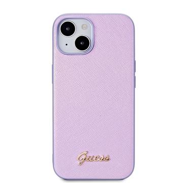 iPhone 15 Guess Iridescent Metal Script Hybrid Cover - Lilla
