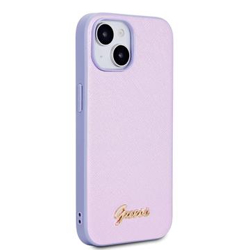 iPhone 15 Guess Iridescent Metal Script Hybrid Cover - Lilla