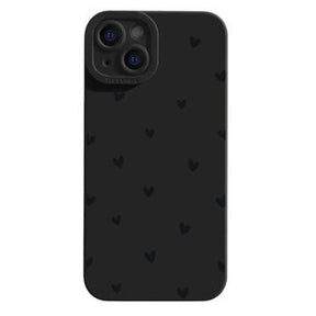 iPhone 15 Slim TPU-cover med hjertemønster - sort