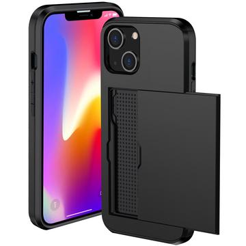 iPhone 15 Hybrid Cover med Glidekortholder - Sort