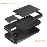 iPhone 15 Hybrid Cover med Glidekortholder - Sort