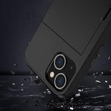 iPhone 15 Hybrid Cover med Glidekortholder - Sort