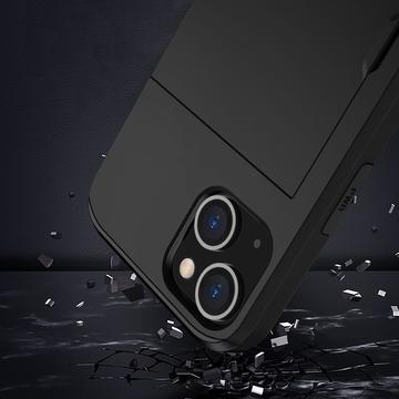 iPhone 15 Hybrid Cover med Glidekortholder - Sort