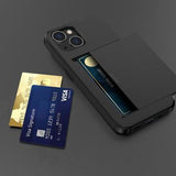 iPhone 15 Hybrid Cover med Glidekortholder - Sort