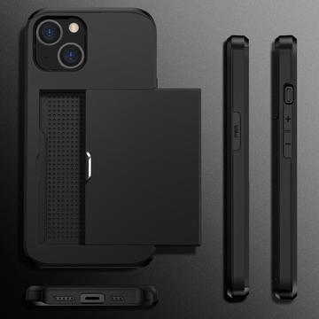 iPhone 15 Hybrid Cover med Glidekortholder - Sort