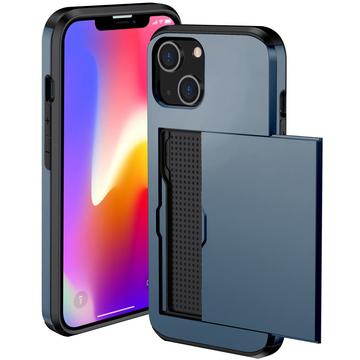 iPhone 15 Hybrid Cover med Glidekortholder - Mørkeblå
