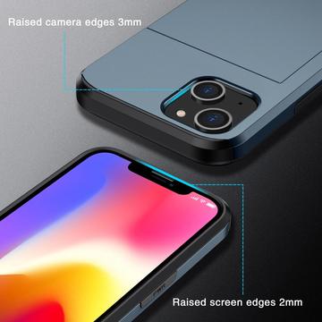 iPhone 15 Hybrid Cover med Glidekortholder - Mørkeblå