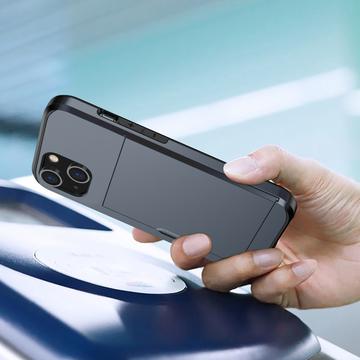 iPhone 15 Hybrid Cover med Glidekortholder - Mørkeblå