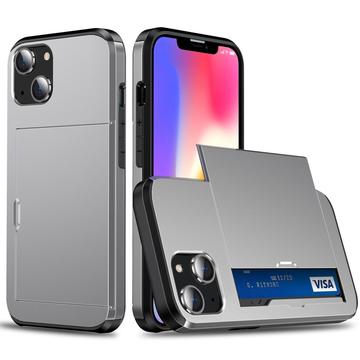iPhone 15 Hybrid Cover med Glidekortholder - Sølv