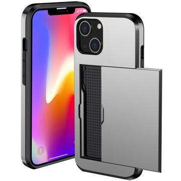 iPhone 15 Hybrid Cover med Glidekortholder - Sølv