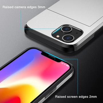 iPhone 15 Hybrid Cover med Glidekortholder - Sølv