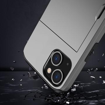 iPhone 15 Hybrid Cover med Glidekortholder - Sølv