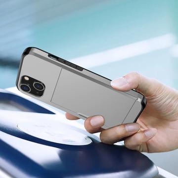 iPhone 15 Hybrid Cover med Glidekortholder - Sølv