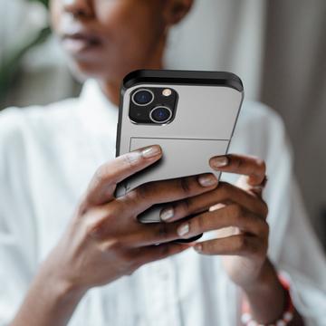 iPhone 15 Hybrid Cover med Glidekortholder - Sølv
