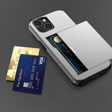 iPhone 15 Hybrid Cover med Glidekortholder - Sølv