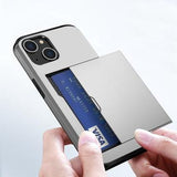 iPhone 15 Hybrid Cover med Glidekortholder - Sølv