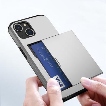 iPhone 15 Hybrid Cover med Glidekortholder - Sølv