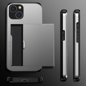 iPhone 15 Hybrid Cover med Glidekortholder - Sølv