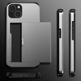 iPhone 15 Hybrid Cover med Glidekortholder - Sølv