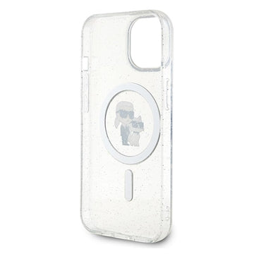 iPhone 15 Karl Lagerfeld IML Glitter Karl & Choupette MagSafe Cover - Klar