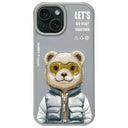 iPhone 15 Nimmy Friends Cool&Cute 2.0 bjørne cover - grå