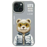 iPhone 15 Nimmy Friends Cool&Cute 2.0 bjørne cover - grå