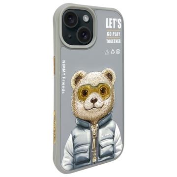 iPhone 15 Nimmy Friends Cool&Cute 2.0 bjørne cover - grå