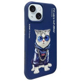 iPhone 15 Nimmy Friends Glasses Cool Kat Cover - Blå