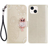 iPhone 15 Ugle Rhinsten Pung - Guld