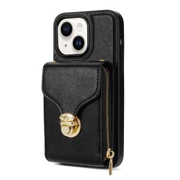 iPhone 15 Plus Alt-i-et cover med pung og rem - Sort