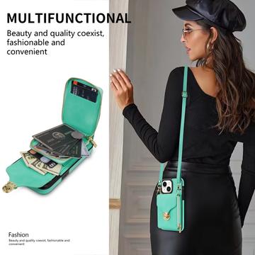 iPhone 15 Plus Alt-i-et cover med pung og rem - Mynte