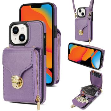 iPhone 15 Plus Alt-i-et cover med pung og rem - Lilla