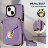 iPhone 15 Plus Alt-i-et cover med pung og rem - Lilla