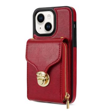 iPhone 15 Plus Alt-i-et cover med pung og rem - rød
